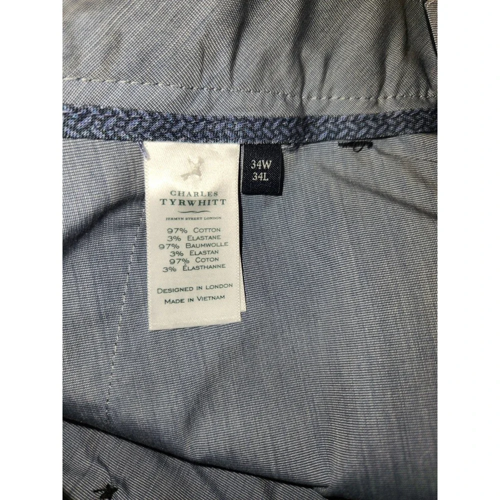 Charles Tyrwhitt Navy Extra Slim Fit Non Iron Chino 34w/34l NWT - Picture 4 of 5